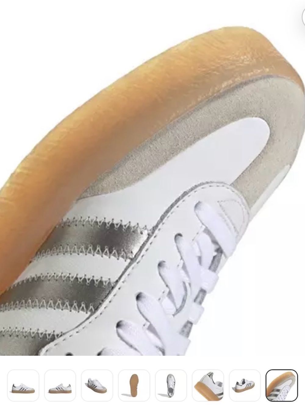 adidas Original Sambae White/Silver Metallic/Gum Platform Sneakers NIB - Picture 11 of 15